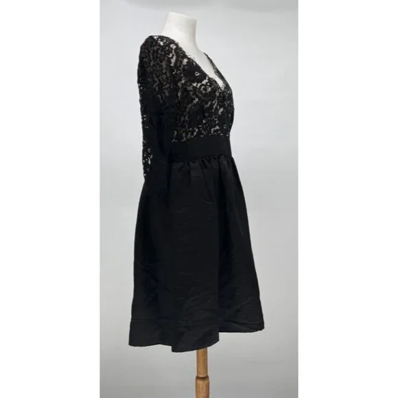 Eliza J Scallop Midi Dress Size 10 Lace Black Event Whimsygoth Elegant Formal - Picture 2 of 12